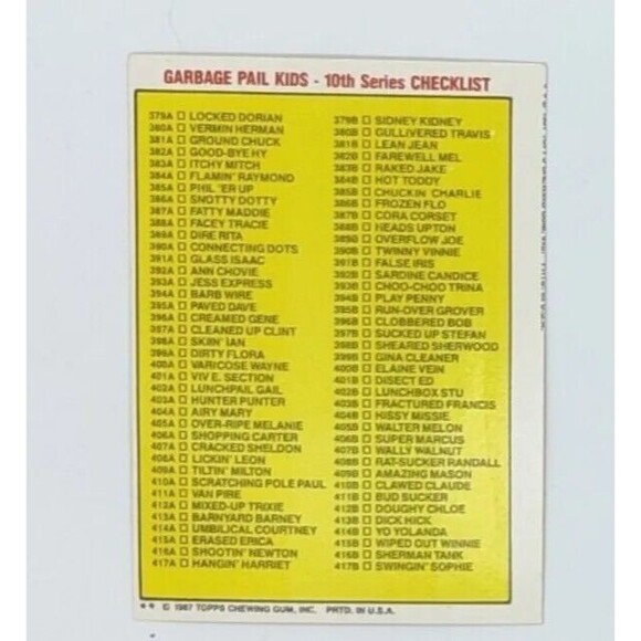 Vintage Garbage Pail Kids 384b Hot Toddy ERRORS! 1987 Card 2 Printing ERRORS! - Picture 2 of 3